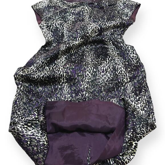 NANETTE LEPORE 100% Silk Cheetah Print Sheath Cocktail Dress Pencil Cap Sleeve 2 - Picture 9 of 13